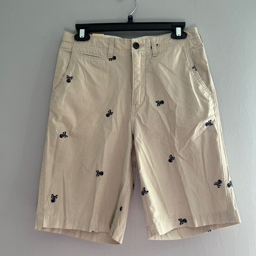 GapKids Boys Casual Shorts Size 18 Regular Beige Skull‎ Adjustable Waist